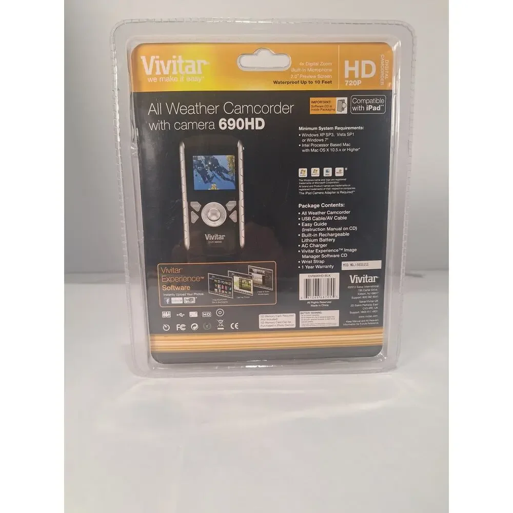 Vivitar 690HD All Weather Digital Camcorder DVR690HD-BLK Waterproof All-weather